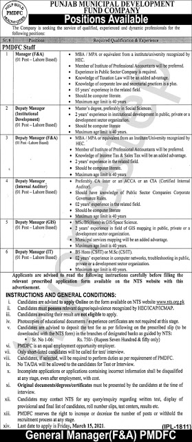 latest jobs in lahore 2021 today punjab municipal development fund company (pmdfc)