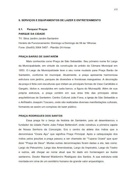 INVENTÁRIO DA OFERTA E INFRA ESTRUTURA TURÍSTICA DE SANTARÉM – PARÁ – AMAZÔNIA – BRASIL - 2010 - II. SERVIÇOS E EQUIPAMENTOS TURÍSTICOS