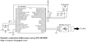 Remote controlled USB mouse using PIC18F4550 circuit