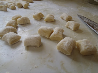 The dough, cut into pillows