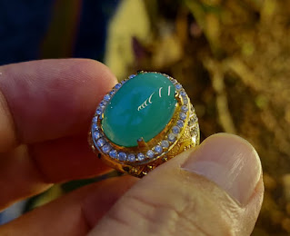 Batu Bacan Doko Relaxa HQ BC077 Warna Hijau Segar Body Kaca Ikatan Perak Mewah