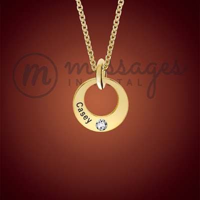 messages in metal gold single ring birthstone personalised necklace