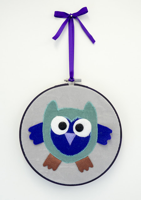 Owl in embroidery hoop by Welaughindoors