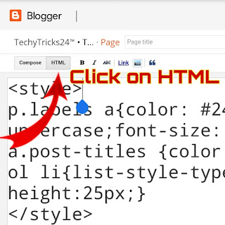 Click on HTML in Blogger