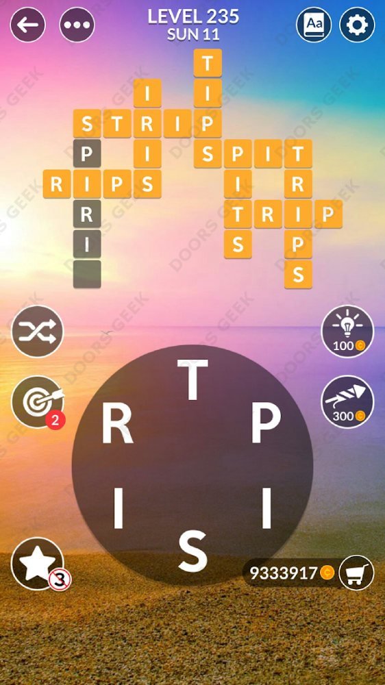 Wordscapes Level 235 answers, cheats, solution for android and ios devices.