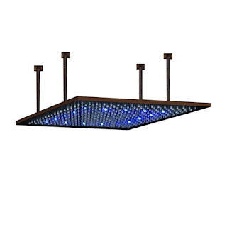  Square Color Changing LED Oil-Rubbed Bronze Rain Shower-Head