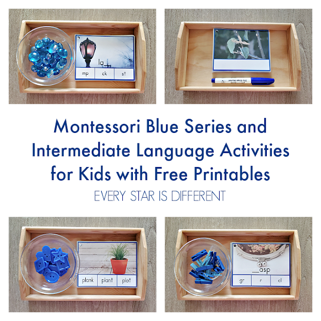 Montessori blue series and intermediate Language activities with free printable