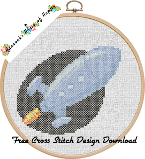 ultra-modern rocket space cross stitch pattern free to download