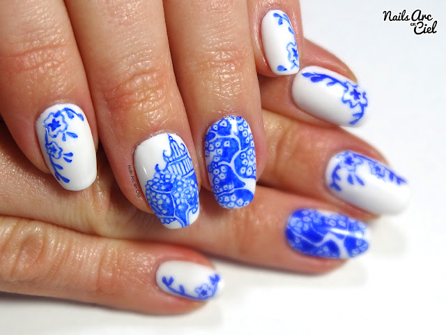 Nail art - Porcelaine Asiatique chinoise + mini concours par Nails Arc en Ciel