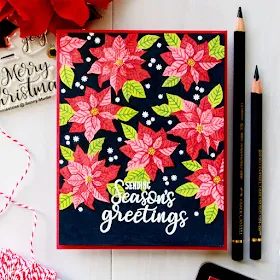 Single Layer Petite Poinsettia & Festive Greetings Christmas Card with Video Tutorial by Yana Smakula