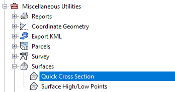 Quick profile/section or quick cross section in Civil 3D