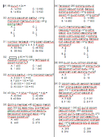 Contoh Soalan Ujian Matematik Tahun 2 - Persoalan p