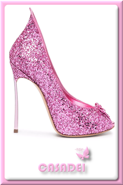 ♦New Casadei Blade glittered open-toe pumps in pink #casadei #shoes #pink #2022 #brilliantluxury