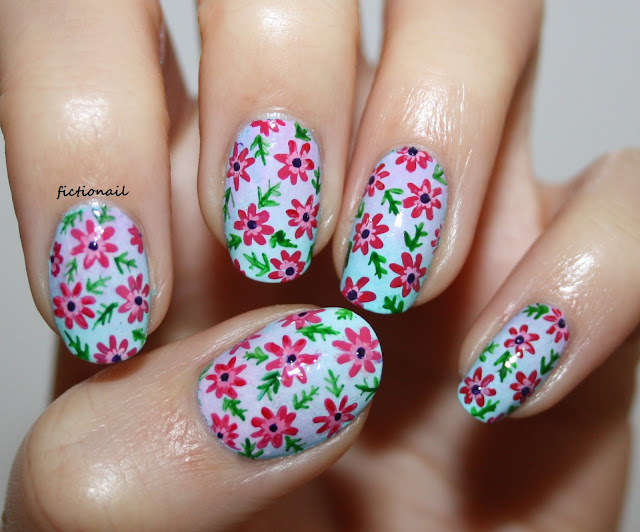 Floral Pastel Pattern Nail Art