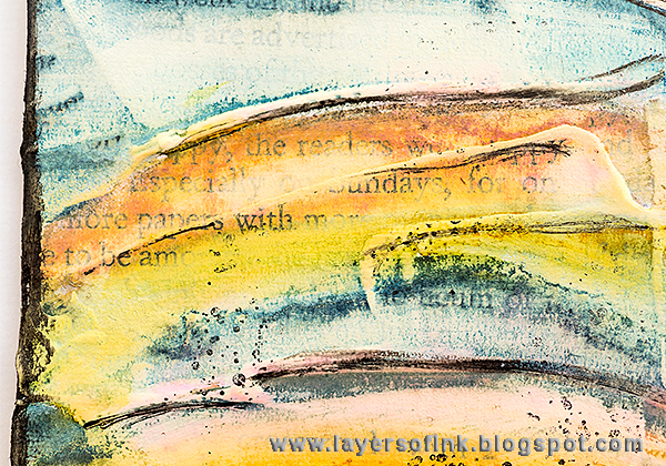 Layers of ink - A little ship tag by Anna-Karin, watercolour on gesso