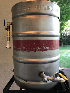 Mash tun with new return plumbing (sparge arm removal)