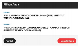 hasil prodi pilihan pada SNMPTN