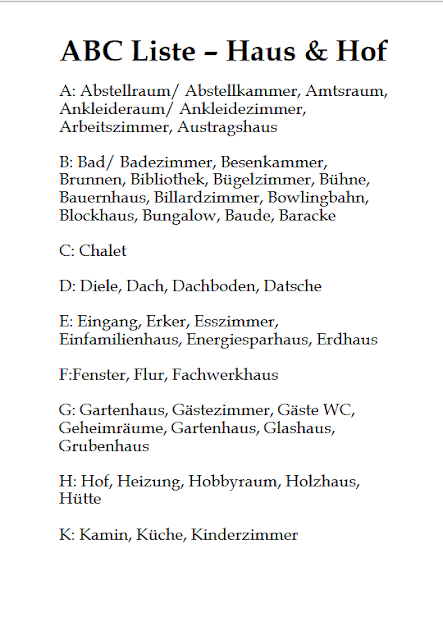 Ausarbeitung in PDF-Datei: Abc Liste - Haus & Hof
