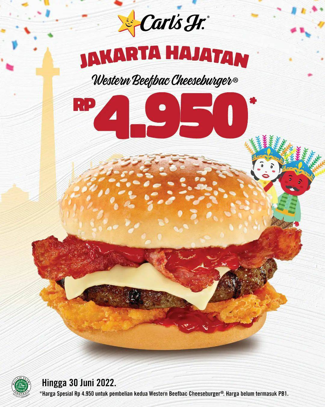 Promo CARL'S JR HAJATAN HUT JAKARTA 495 - Beli Cheeseburger CUMA Rp.4.950