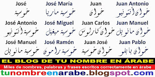 Nombre en letras Arabes: Juan Carlos Antonio Pablo