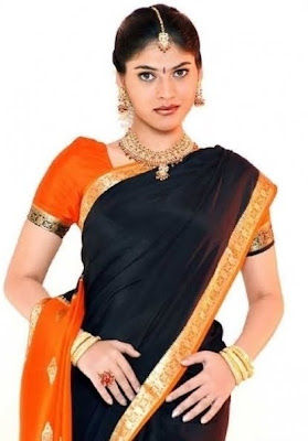 South Indian Actress in Black Saree Photos Sherin