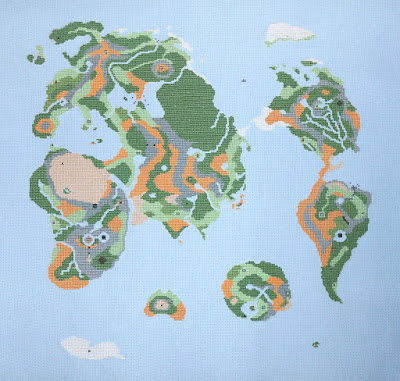 刺繍でドラゴンクエスト3ワールドマップ