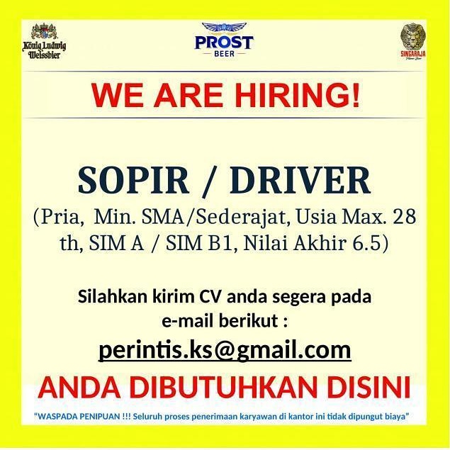 Lowongan Kerja Sopir Driver Penempatan Jogja Dan Magelang Bursa Lowongan Kerja