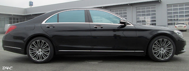 The 2014 Mercedes S500 - side view.