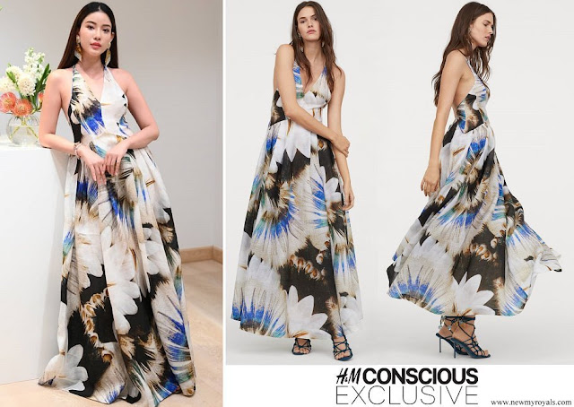 Crown Princess Victoria wore H&M Conscious Exclusive SS 2019 Collection Multicolour Silk Blend Floral Maxi Skirt