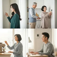가정에서 에너지 절약에 참여하는 모습