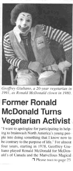 Ronald McDonald menjadi seorang vegetarian