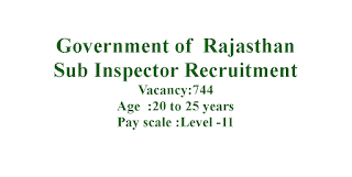 Sub Inspector Recruitment - Government of Rajasthan