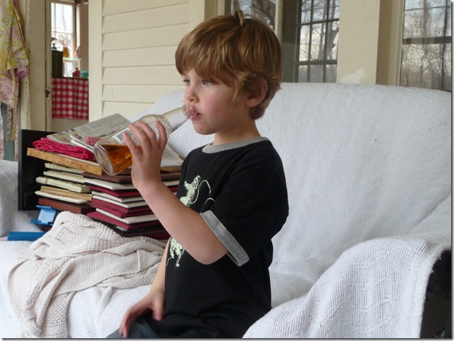 Five year old with his Cream Soda
