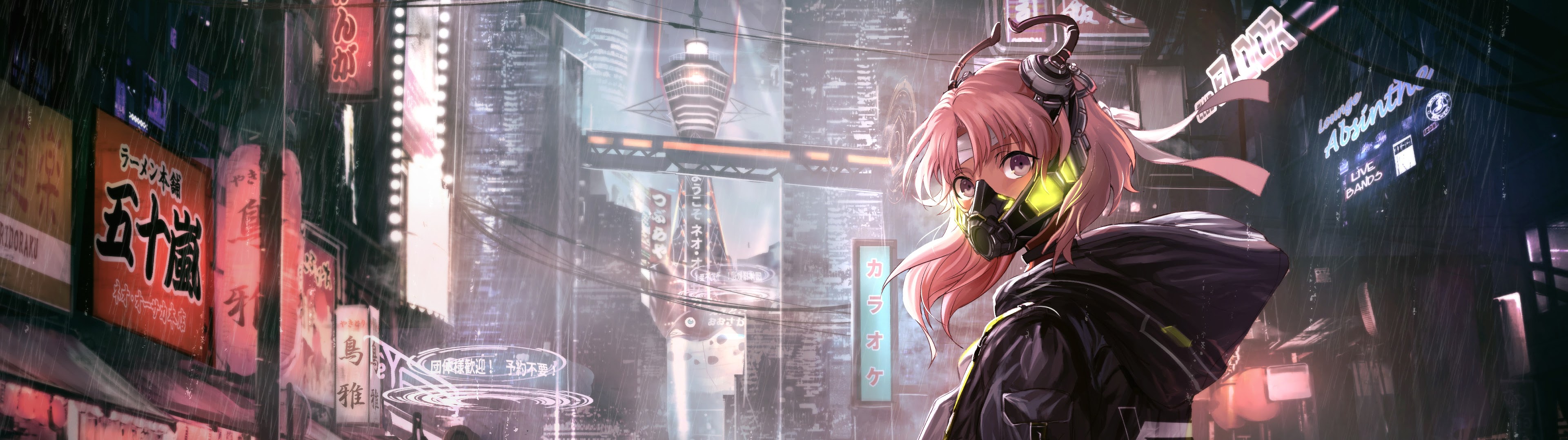 Anime, Girl, Mask, Cyberpunk, Sci-Fi, 4K, #168 Wallpaper