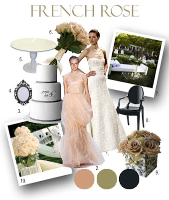 French Rose Wedding in Dusky Pink Beige and Black