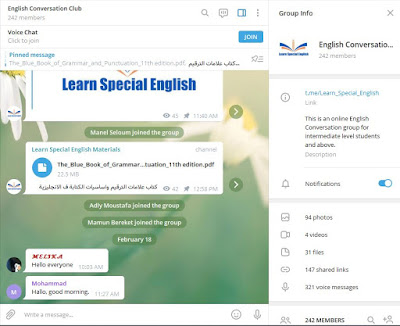 Free English Conversation Club on Telegram 2020