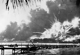 USS Shaw hitted by japanese bombs in Pearl Harbor , 1941