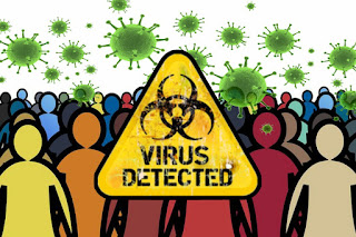 Ilustrasi virus yang berbahaya dan menular pada banyak orang.