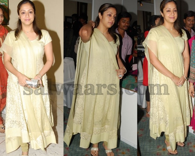 Jyothika in Lime Yellow Salwar Kameez