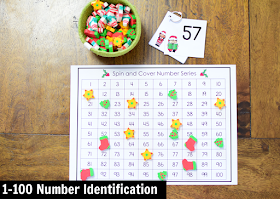 Kindergarten Math Center for December: 1-100 Number Identification