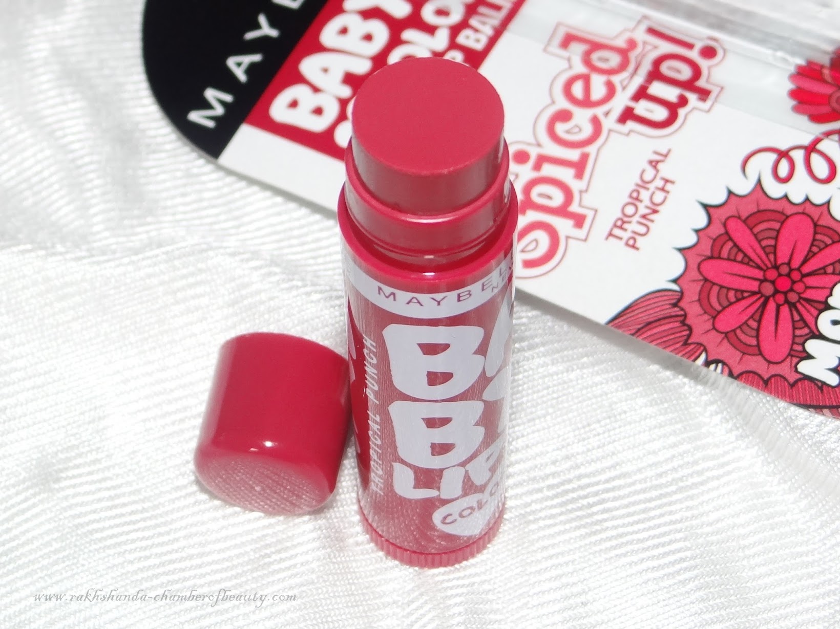 Maybelline New York Baby Lips Spiced Up Lip Balm- Review, swatches and price, Spicy Cinnamon, Tropical Punch, Price in India, Indian beauty blog, Chamber of Beauty