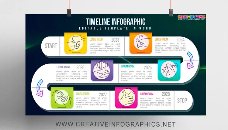 Timeline template thick curved line