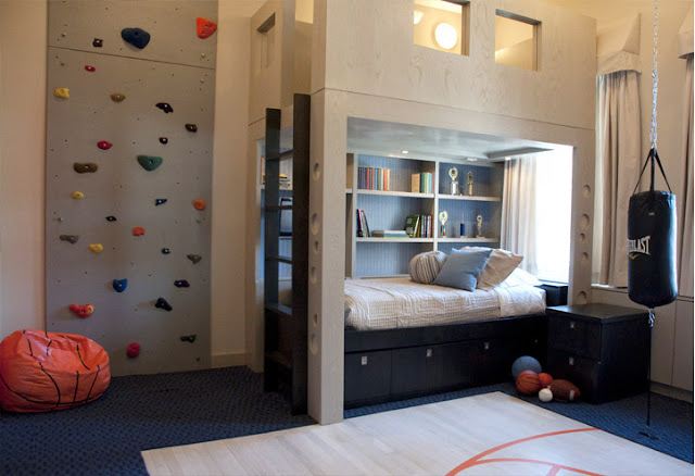 Kids rooms, contemporary style design of climbing wall for boys-2