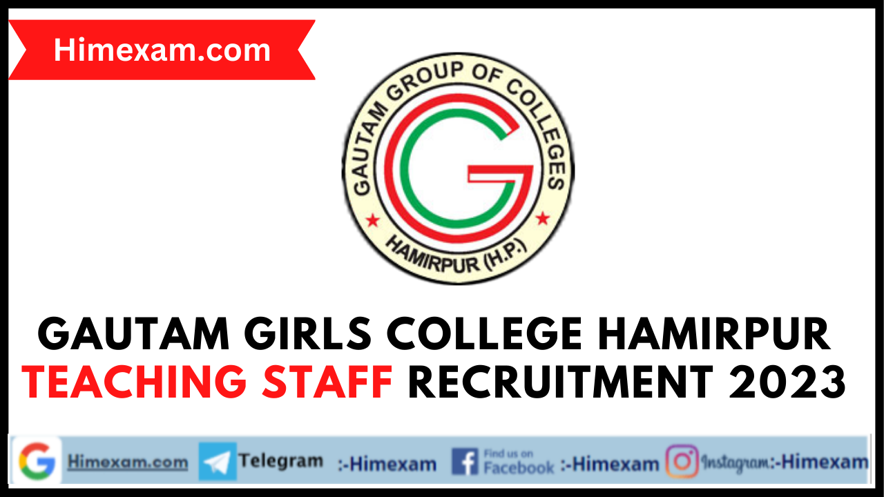 Gautam Girls College Hamirpur Teaching Staff Recruitment 2023