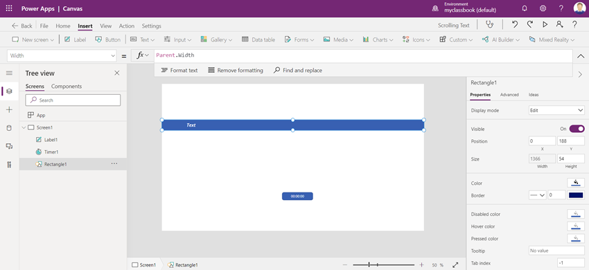 Scrolling text in powerapps