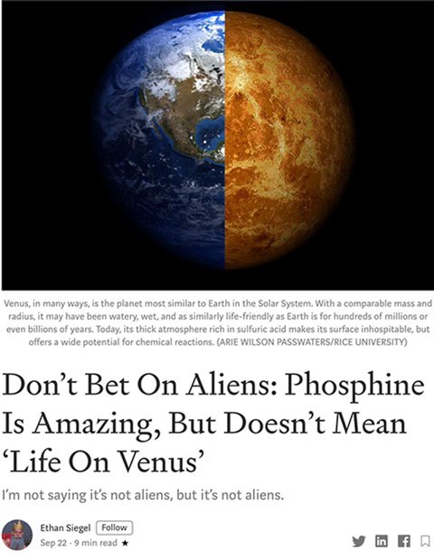 Phosphine discovery on Venus (Source: Ethan Siegel)