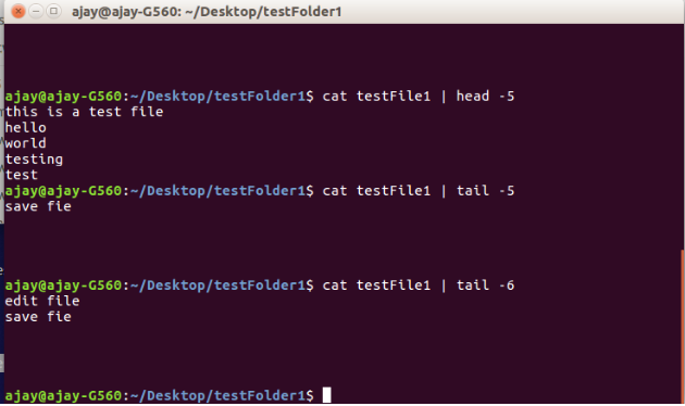 Linux head and tail command