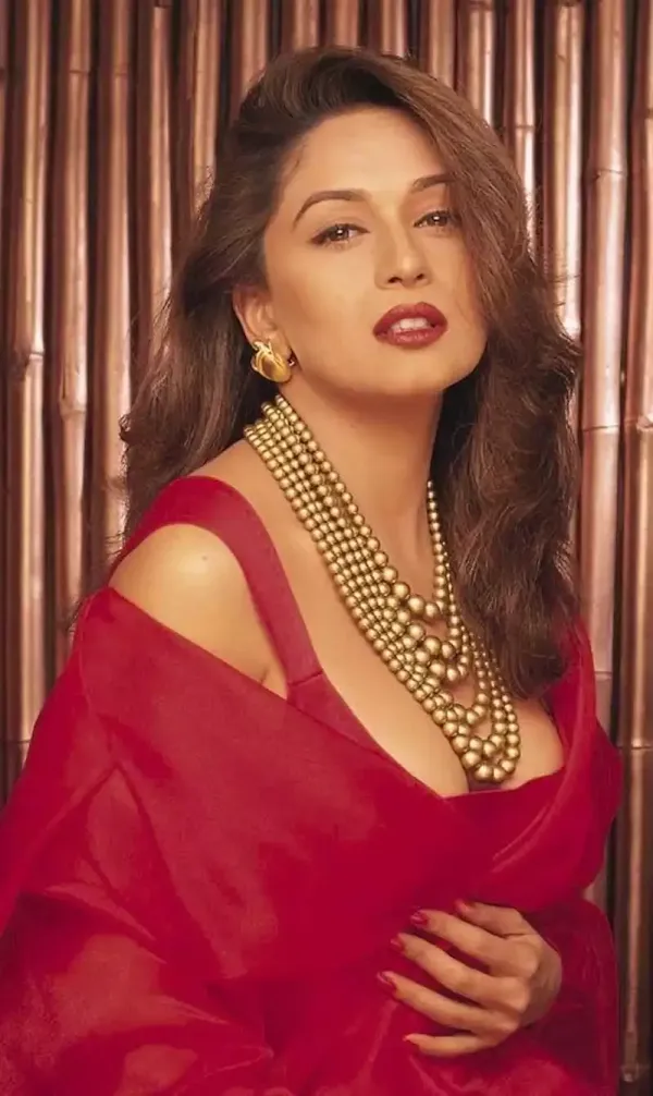 madhuri dixit cleavage 90s busty bollywood actress