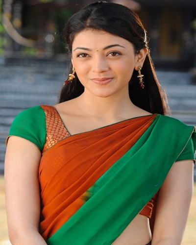 Green & Red Saree in Kajal Agarwal Wallpapers