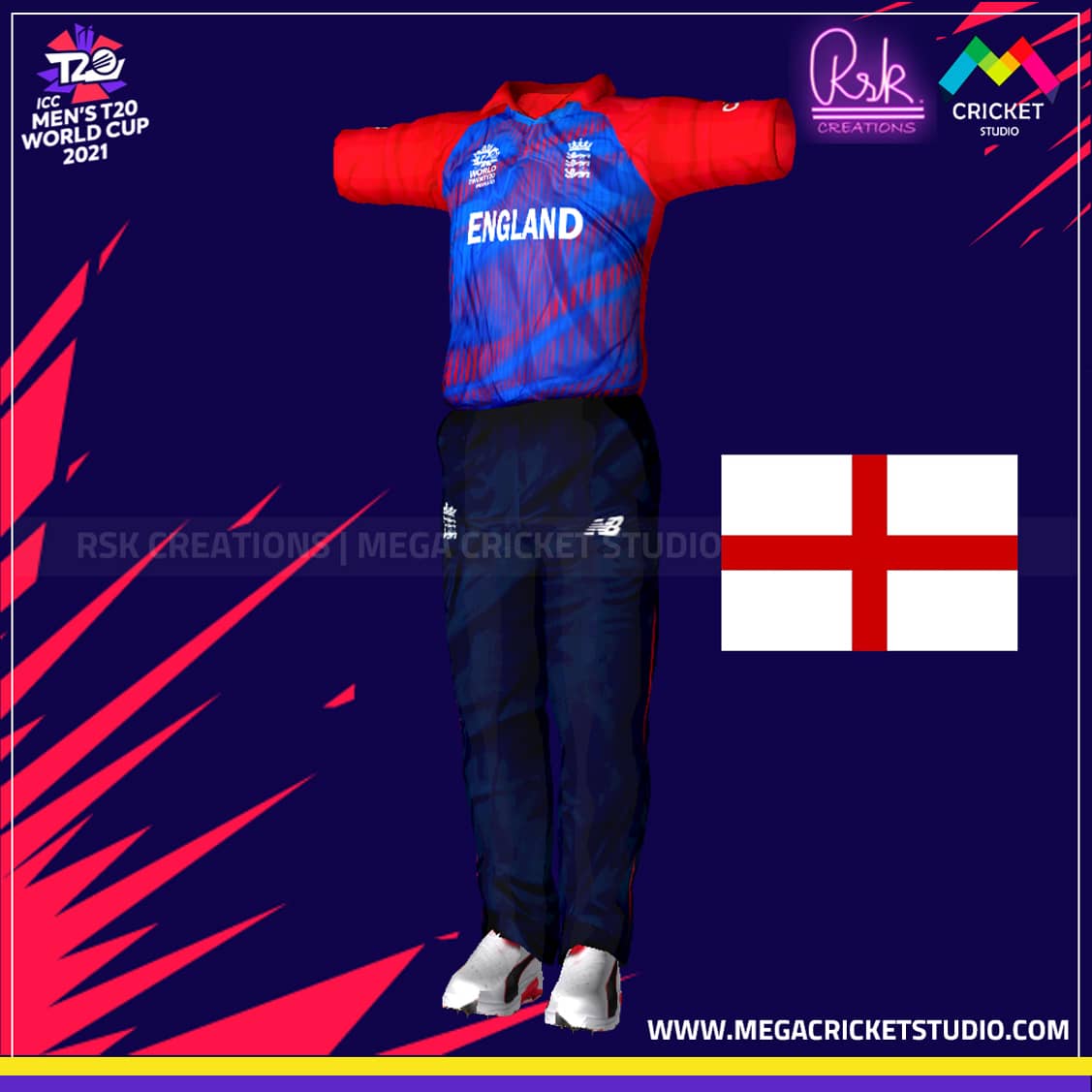 ICC T20 World Cup 2021 England HD Kit for EA Sports Cricket 07